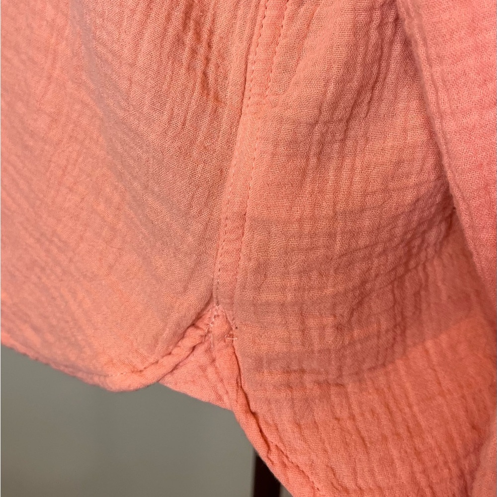 J. Crew Factory 100% Cotton Gauze Shirt Orange Button Down Size XL - Picture 7 of 13